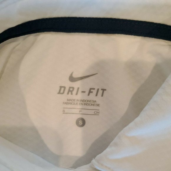 Nike Dri Fit Womans Collared Polo Shirt White/Blue Size Small NWT Bear Logo - Picture 5 of 7